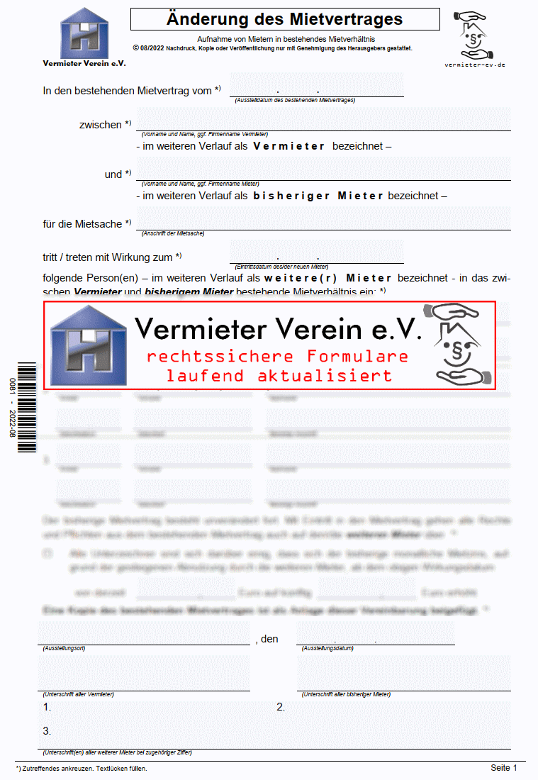 aufnahme neuer mieter